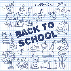 Beautiful hand drawn set of vector illustration back to school.