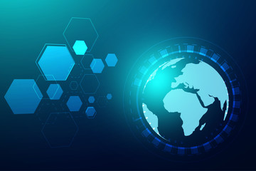 Global network connection with business concept and world map line, vector illustrator