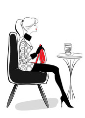 カフェでお洒落に　黒いソファ