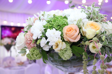Bouquet of roses in neon lights