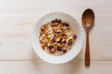 topview of bowl of muesli
