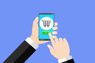 hand touch on screen buy button smartphone