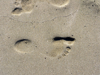 Women footprint in sand, Lady's mile beach Limassol, Cyprus