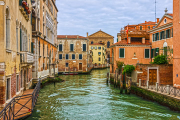 Venice canal street view, Italy