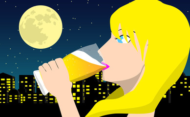 Fototapeta premium ビール飲む人