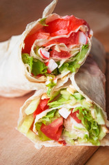 rolls with pita bread with vegetables