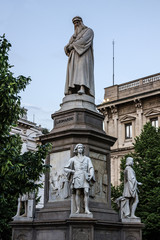 Leonardo da Vinci monument in Milan, Italy
