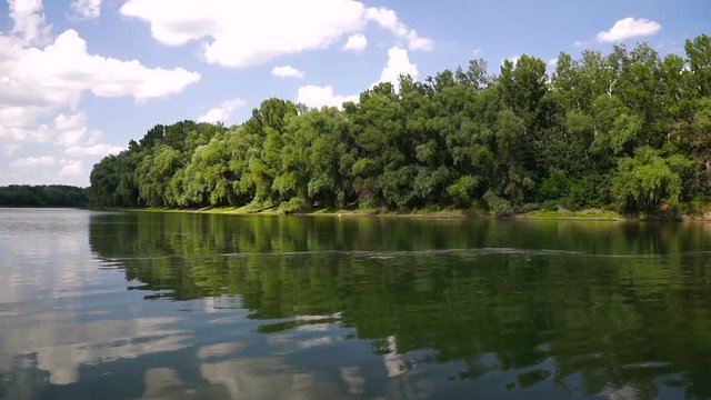 Summer landscape with the river. Dniester river, Moldova.