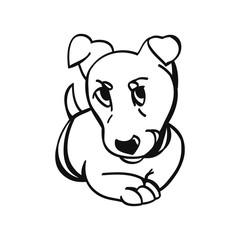 Puppy from a cartoon, the contour of the dog on a white background