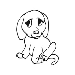 Puppy from a cartoon, the contour of the dog on a white background