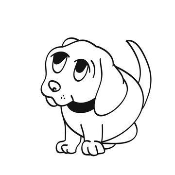 Puppy from a cartoon, the contour of the dog on a white background