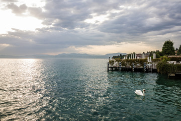 Sirmione, Italy, Lombardy. Garda lake landscape.