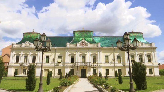 wonderful Baroque building -  Palace of the Bishop in time lapse ,Vrsac Serbia