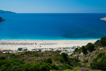 Beautiful beach Egremni in Lefkada. Egremni beach, top view
