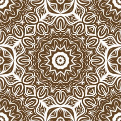 Floral Geometric Pattern with hand-drawing Mandala. Vector super illustration. For fabric, textile, bandana, scarg, print.