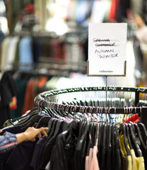 Shopping, seasonal sale in shops, store and mall