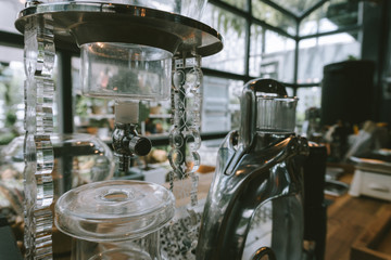 The atmosphere in the cafe decorated vintage.