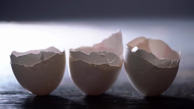 Eggshells into each other
