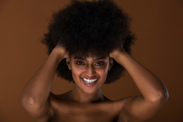 Beautiful black woman, beauty studio set