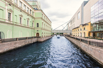 Fototapeta na wymiar The city of St. Petersburg, Russia. Embankment of Krukov Canal near Mariinsky Theatre.