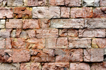 Old weathered brick wall as background or texture