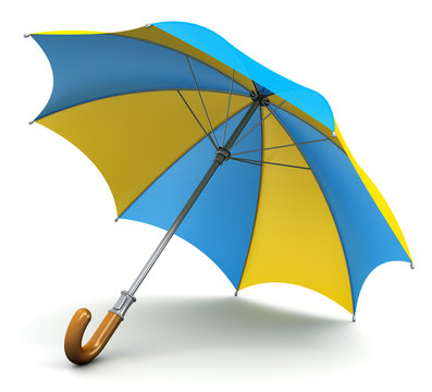 Blue and yellow umbrella or parasol