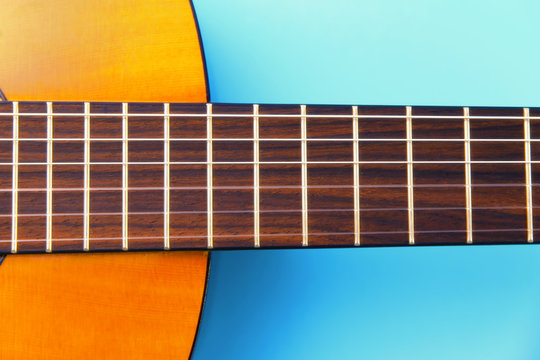 guitar on blue background
