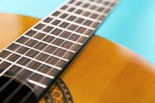 guitar on blue background
