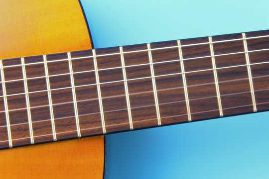 guitar on blue background
