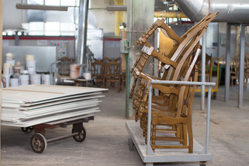 Furniture factory. Manufacture of chairs .Making chairs