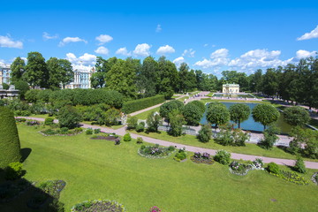 Catherine park in Tsarskoe Selo in summer, St. Petersburg, Russia