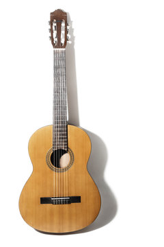 Acoustic guitar. Classical spanish guitar isolated on white