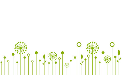 
Decorative Elements for design, dandelions flowers blooming and other wild field plants. 
