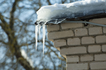 Icicle on building roof