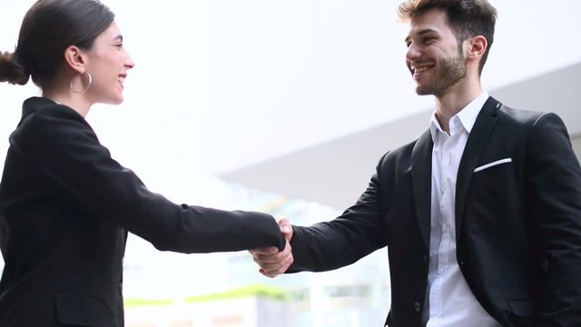 Handshake between business people outdoor