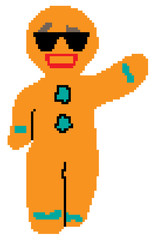 Gingerbread Man drawn in pixels