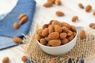 Almond nuts in a bowl