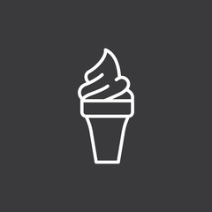 line ice cream cone icon black on white background
