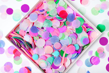 Open box with confetti