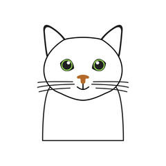 white cute cat symbol on white background