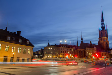 Fototapeta na wymiar Street of Stockholm at night