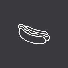 line hot dog icon on white background