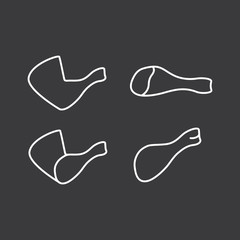 line chicken legs black icons on white background