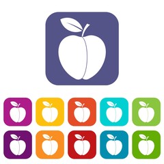 Apple icons set vector illustration in flat style In colors red, blue, green and other