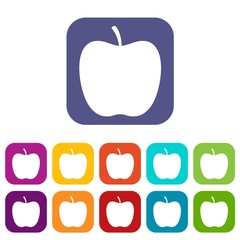 Glossy apple icons set vector illustration in flat style In colors red, blue, green and other