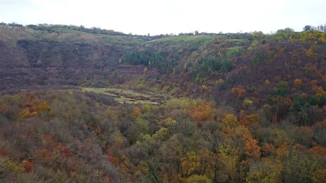 Aerial view of the tract Cervone. Ternopil region. Ukraine. Autumn landscape
