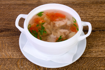 Chicken soup with carrot