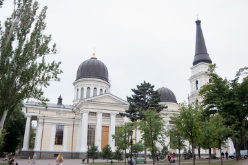 buildings and attractions of Odessa in Ukraine. beautiful stucco and sculptures on buildings. urban landscape