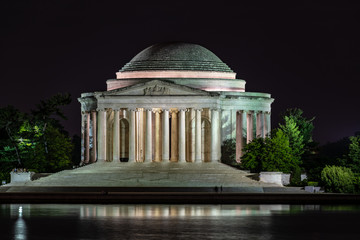 Jefferson memorial at night