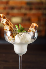 ice cream with waffle